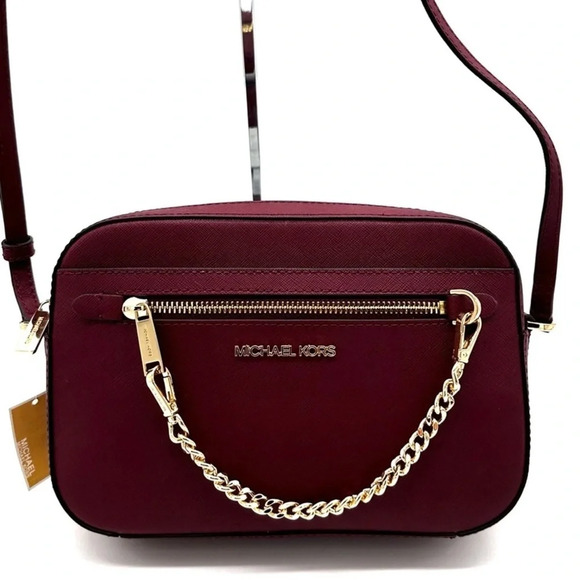 MICHAEL KORS LARGE EW ZIP CHAIN CROSSBODY BAG DARK CHERRY - Picture 2 of 11